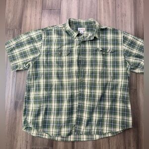Carhartt Button Down Shirt Mens Large Short Sleeve Green Plaid Cotton S277 3XL